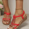 Bohemian Rhinestone Wedge Sandals For Women Summer Platform Peep Toe Comfort Shoes 14