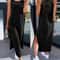 Elegant Summer Sleeveless Womens Summer Dress Casual Solid Slit Midi Dress 0