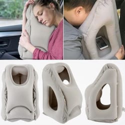 premium inflatable travel pillow & airplane neck pillow support cushion