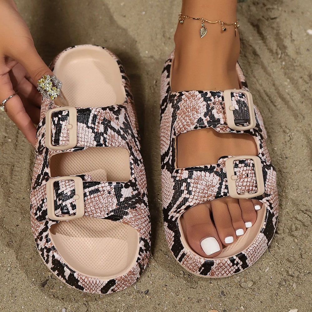 LeopardPrint Cloud Comfort Beach Slides ThickSole Summer Women Comfort Slippers 2