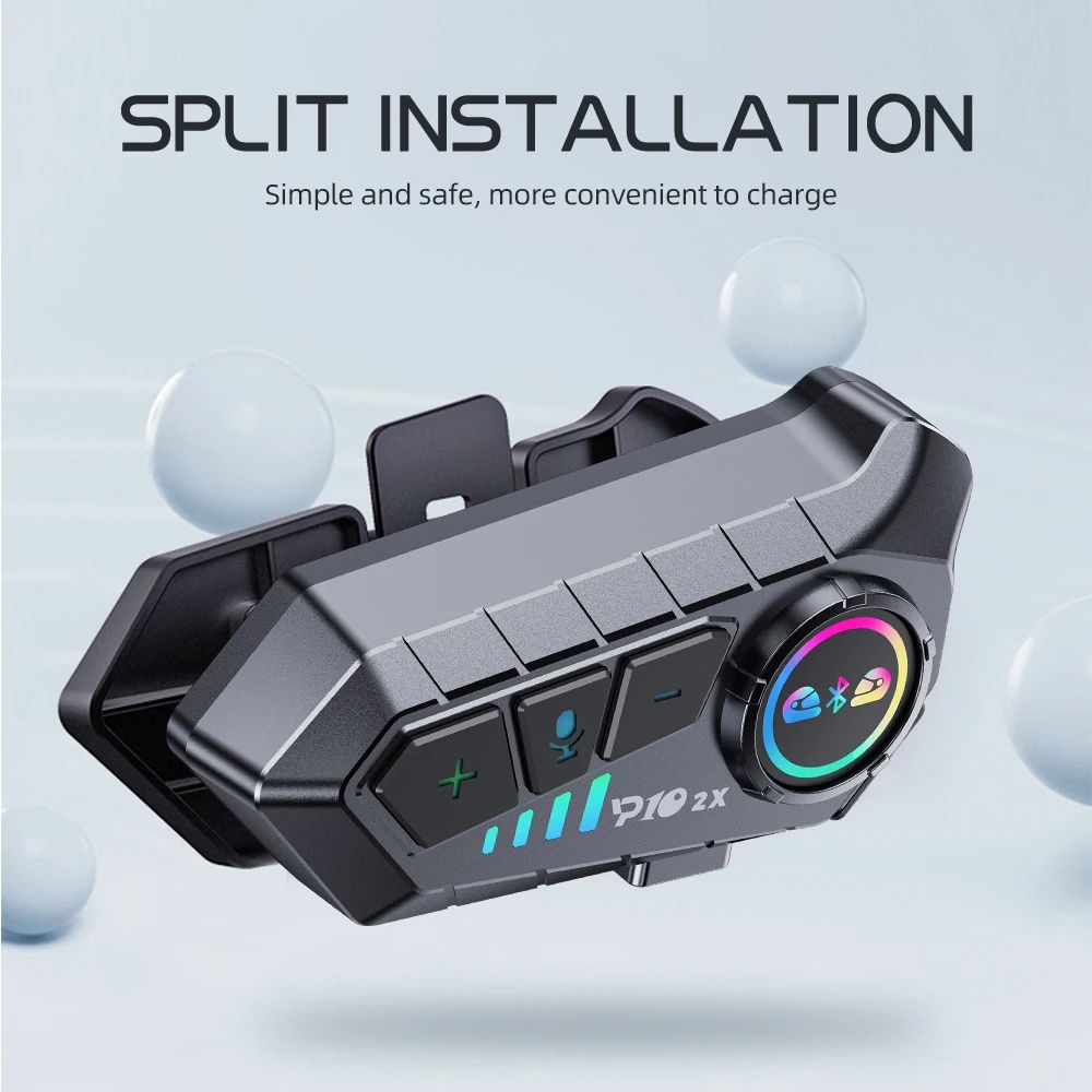 Kebidumei YP10 Motorcycle Helmet Intercom Bluetooth 53 For 2 Riders Waterproof 300m 1