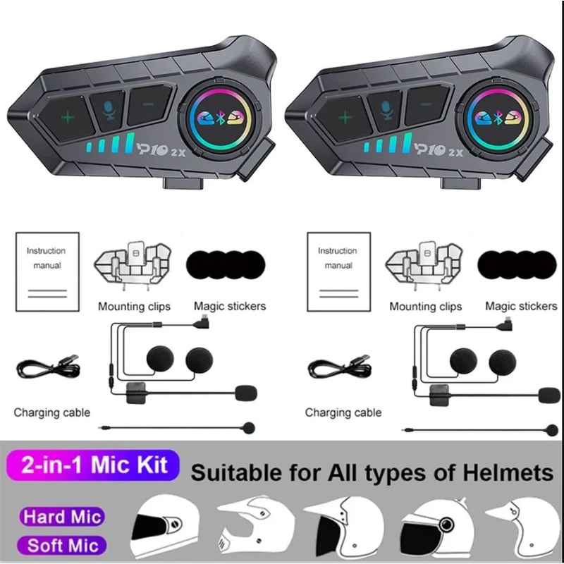 Kebidumei YP10 Motorcycle Helmet Intercom Bluetooth 53 For 2 Riders Waterproof 300m 9