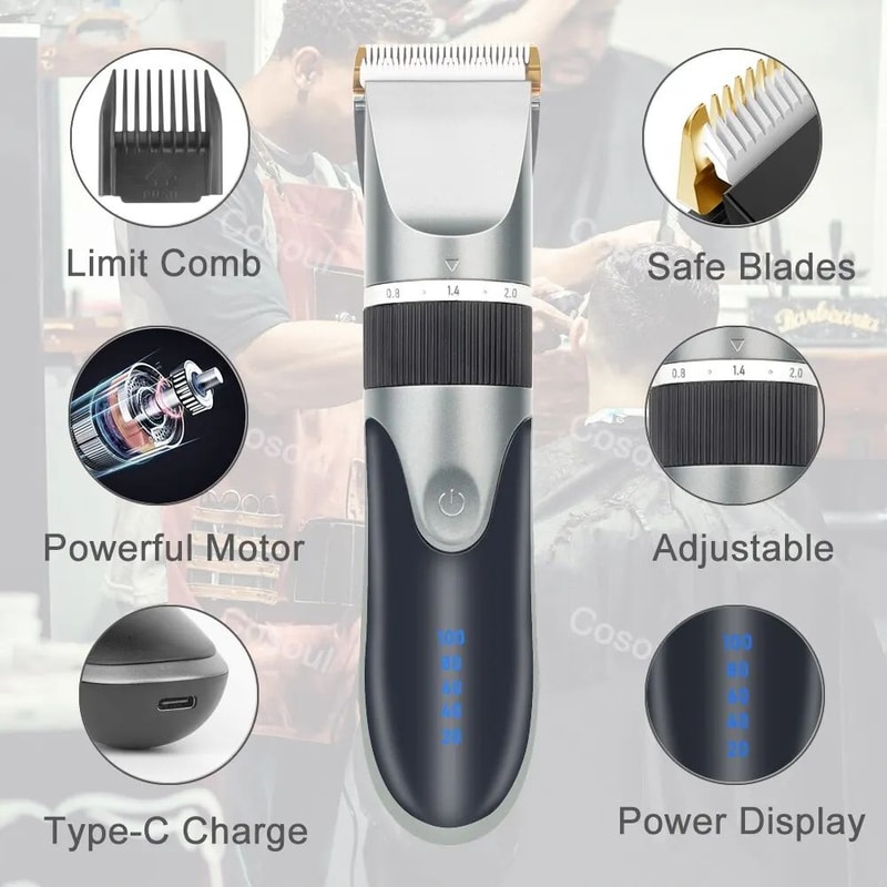 ProCut Elite Cordless Hair Clipper Rechargeable Hair Trimmer Professional Barber Hair Cutting Mac 2