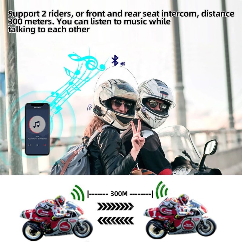 Premium Bluetooth Motorcycle Intercom Headset Dual Rider Helmet Communication System 1