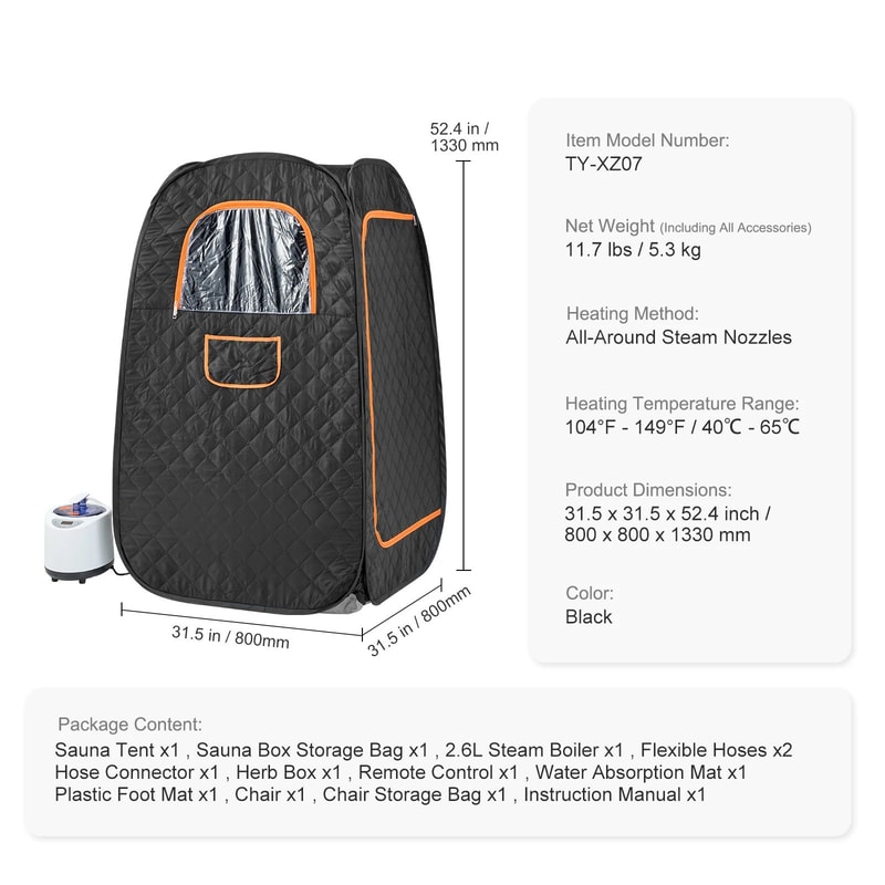 Compact Home Steam Therapy Sauna Tent Portable Steam Sauna Tent For Detox Relaxation 6