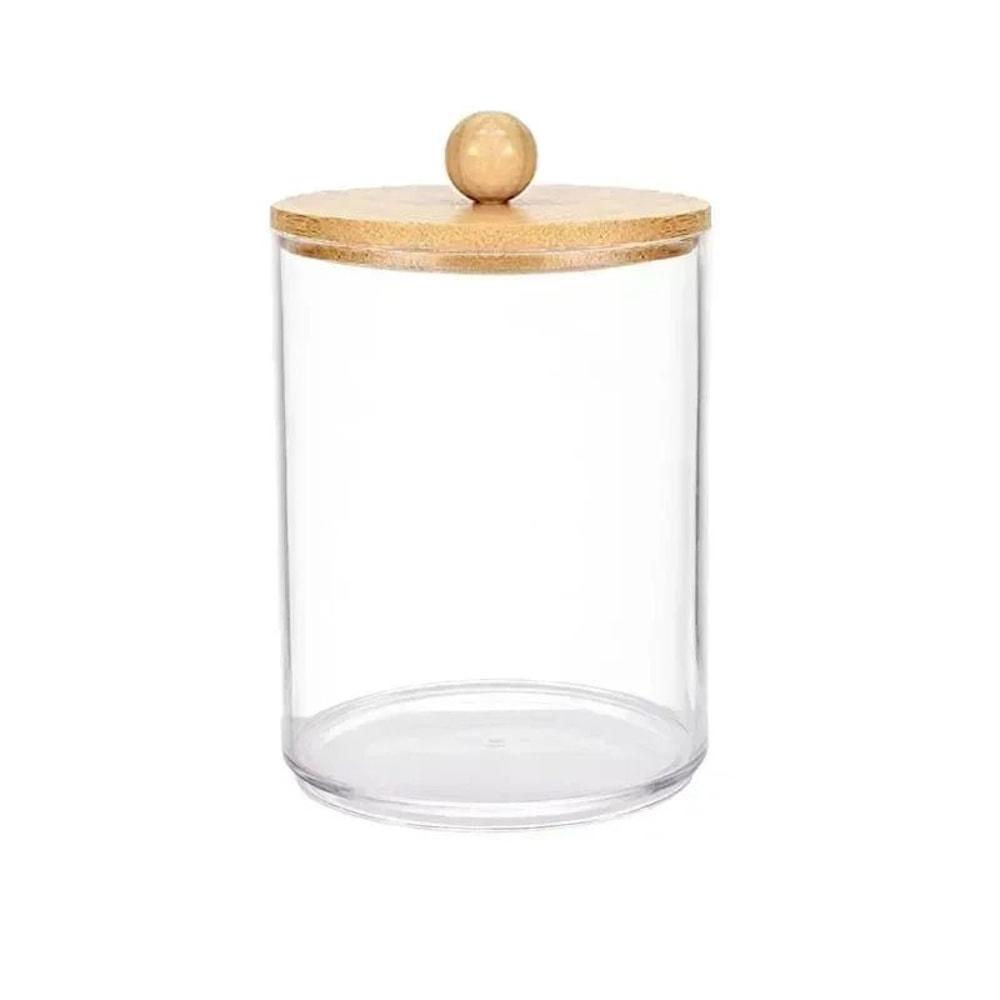Premium Acrylic Desktop Storage Canister Clear Organizer Jars Cotton Rounds Holder Set 9