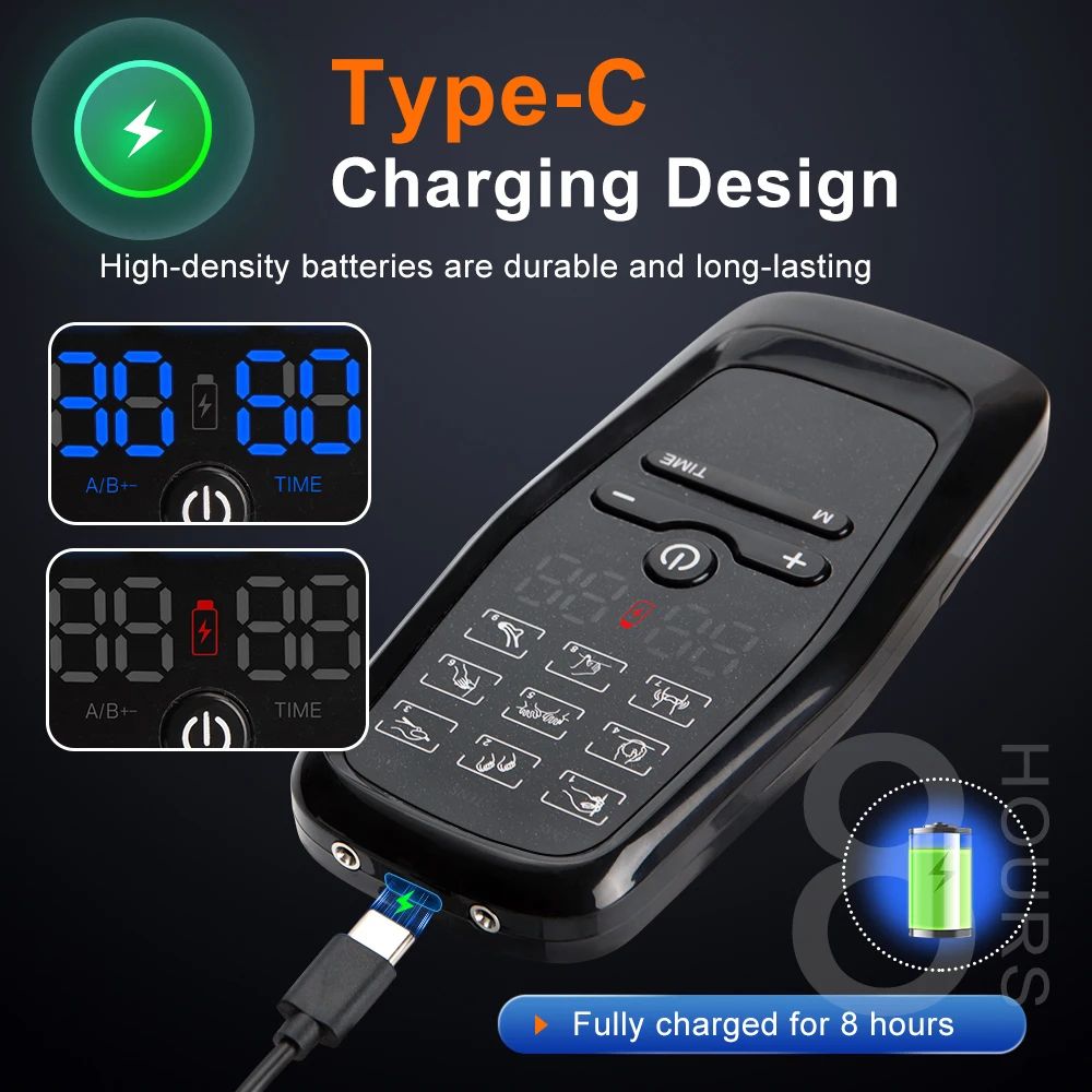 Electric Muscle Stimulator TENS EMS Therapy Device 9Mode Digital Physiotherapy Pulse Stimulator 4