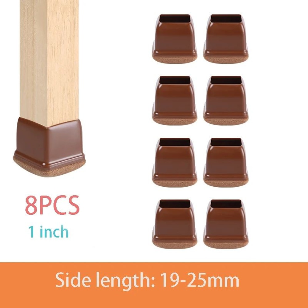 Premium Chair Leg Caps HeavyDuty Rubber Feet Felt Furniture Leg Protectors Fits Round Square Leg 15