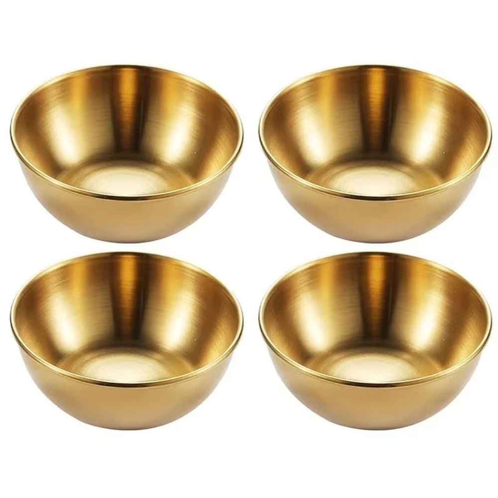 Elegant Stainless Steel Golden Sauce Appetizer Serving Dishes Set 0
