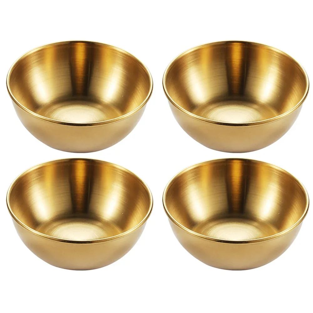 Elegant Stainless Steel Golden Sauce Appetizer Serving Dishes Set 9