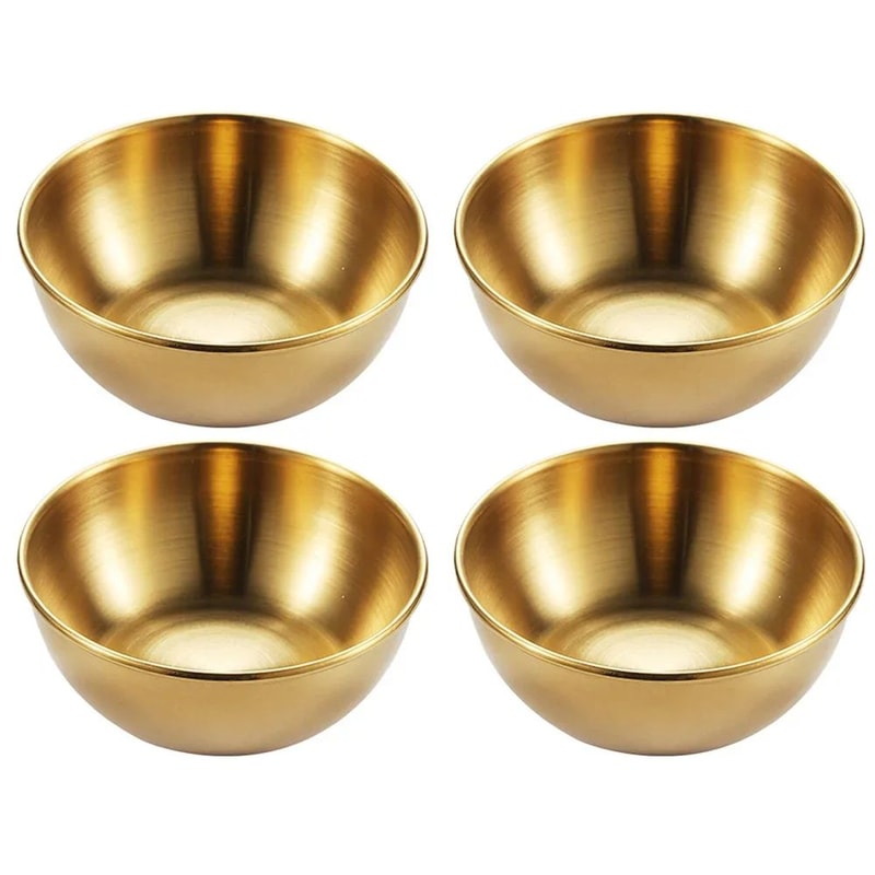 Elegant Stainless Steel Golden Sauce Appetizer Serving Dishes Set 9