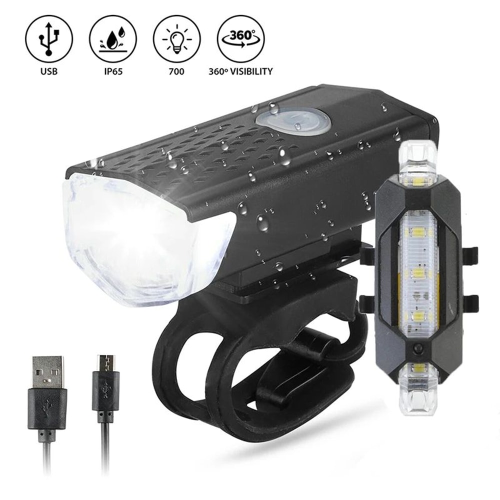 ProRide Dual USB Rechargeable Bike Light Set Front Rear LED Cycling Lights 10