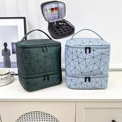 portable nail polish & cosmetic organizer case – 30-grid travel storage bag with handle