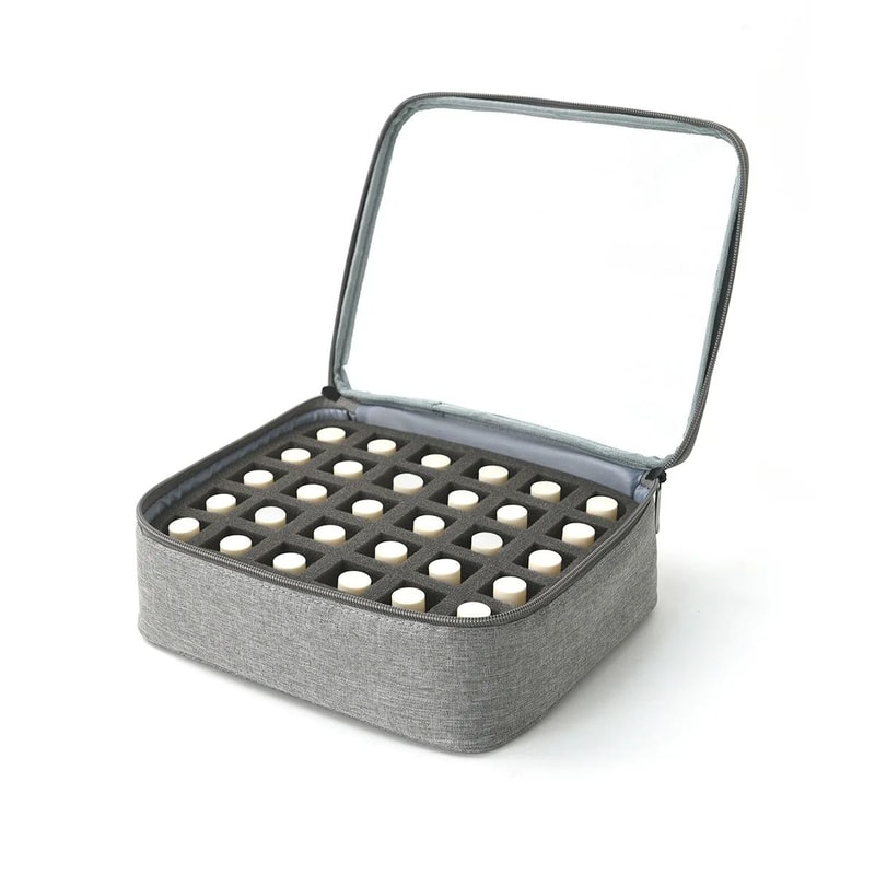 Portable Nail Polish Cosmetic Organizer Case 30Grid Travel Storage Bag With Handle 12