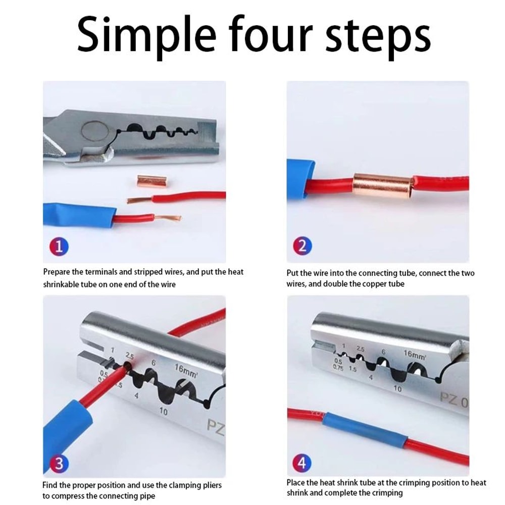 HeavyDuty Copper Wire Connector Crimp Terminal Kit With Precision Crimping Tool 2