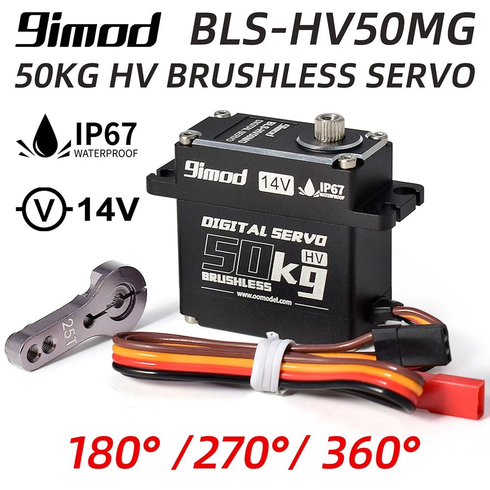 9imod High Torque Brushless Servo 50KG Waterproof Aluminum Digital Servo With 180270360 Control 14 0