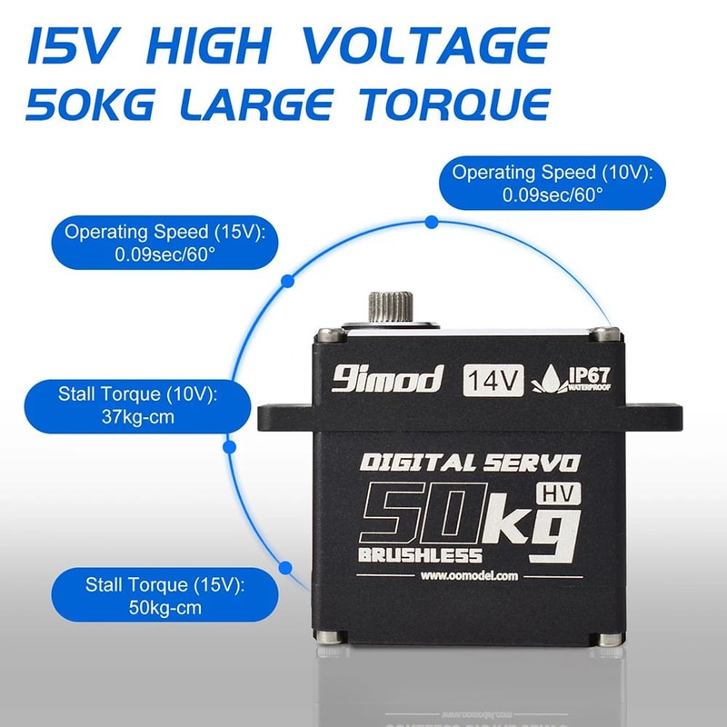 9imod High Torque Brushless Servo 50KG Waterproof Aluminum Digital Servo With 180270360 Control 14 2