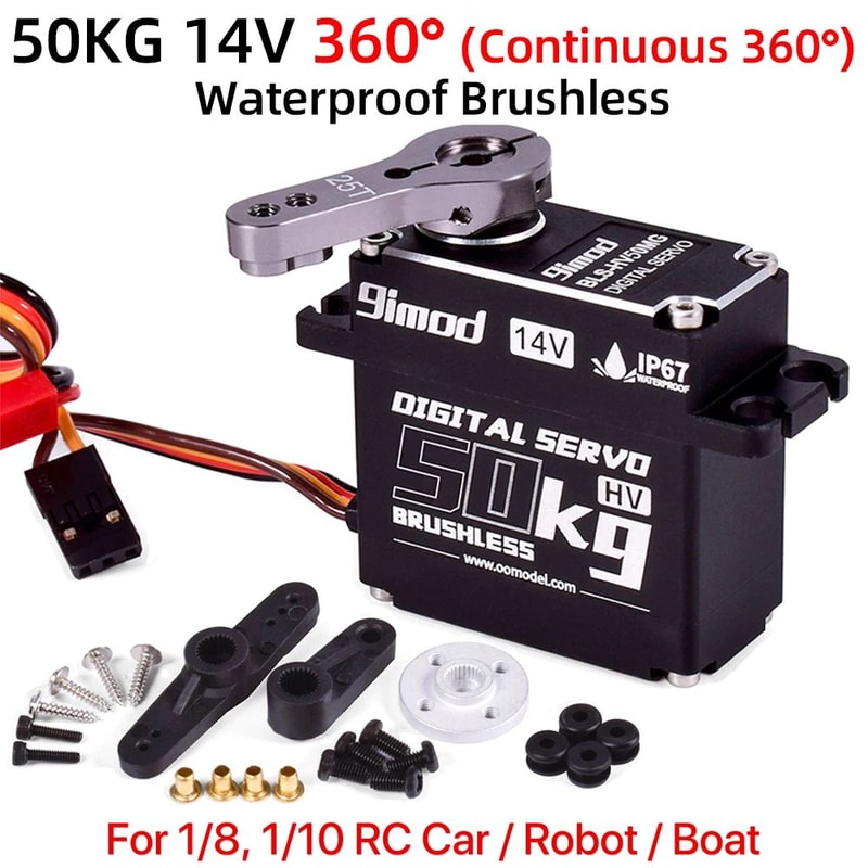 9imod High Torque Brushless Servo 50KG Waterproof Aluminum Digital Servo With 180270360 Control 14 9