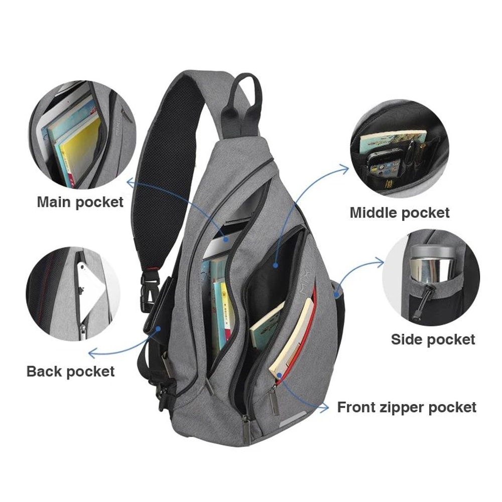 UrbanShift USB Sling Backpack One Shoulder Travel Cycling Crossbody Bag 4
