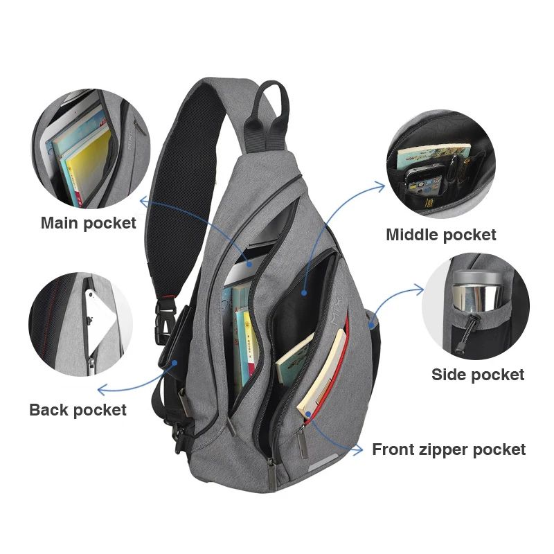 UrbanShift USB Sling Backpack One Shoulder Travel Cycling Crossbody Bag 4