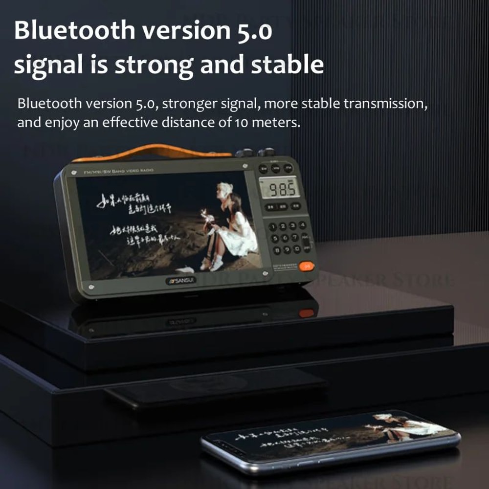 SANSUI AllinOne Portable Multimedia Radio Bluetooth Speaker With Video Display MP4 Player 4