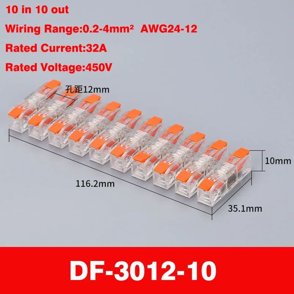 Compact PushIn Wiring Terminal Block Connector 212 Pin Screwless Quick Press 15