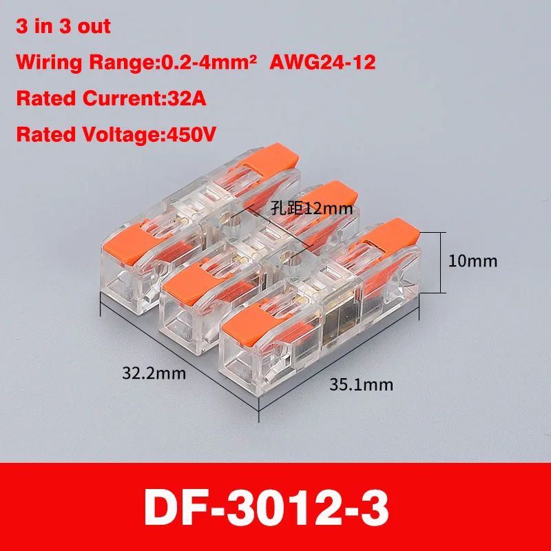 Compact PushIn Wiring Terminal Block Connector 212 Pin Screwless Quick Press 8