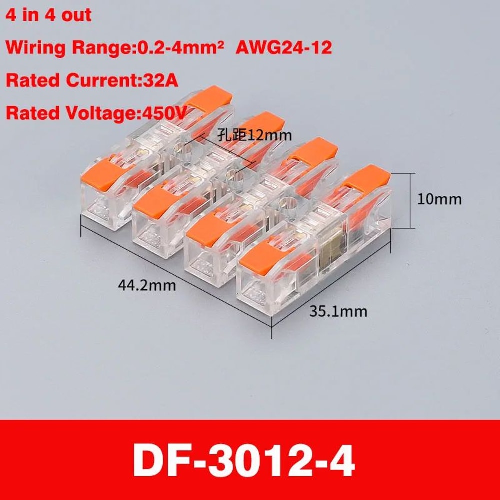 Compact PushIn Wiring Terminal Block Connector 212 Pin Screwless Quick Press 10