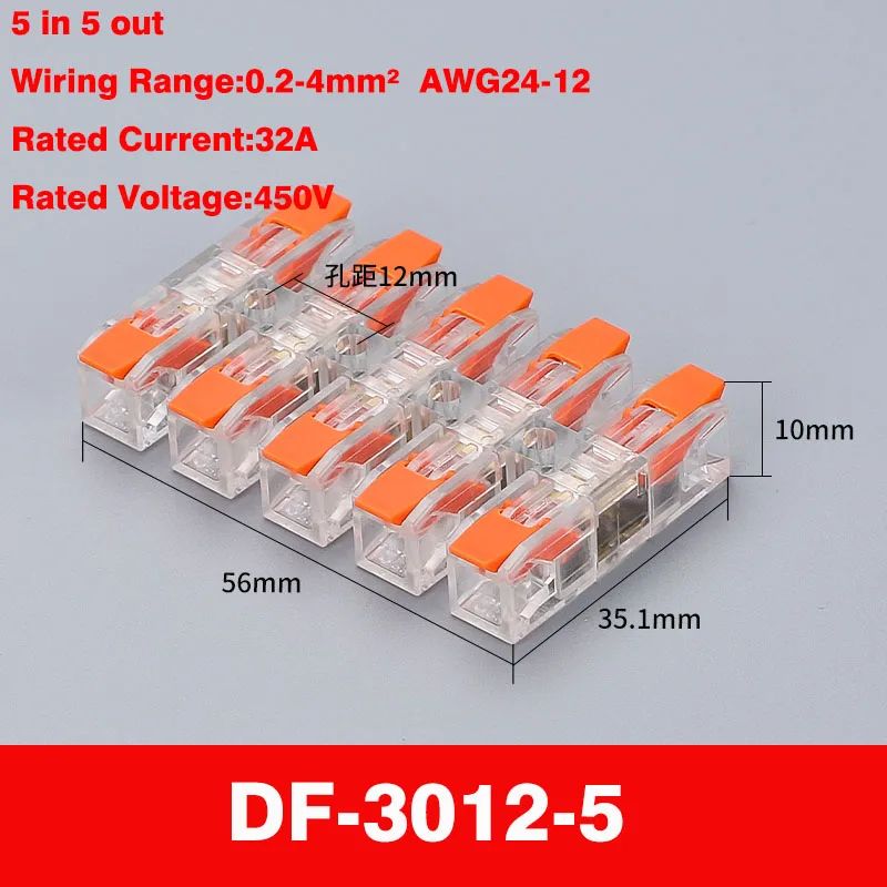 Compact PushIn Wiring Terminal Block Connector 212 Pin Screwless Quick Press 12