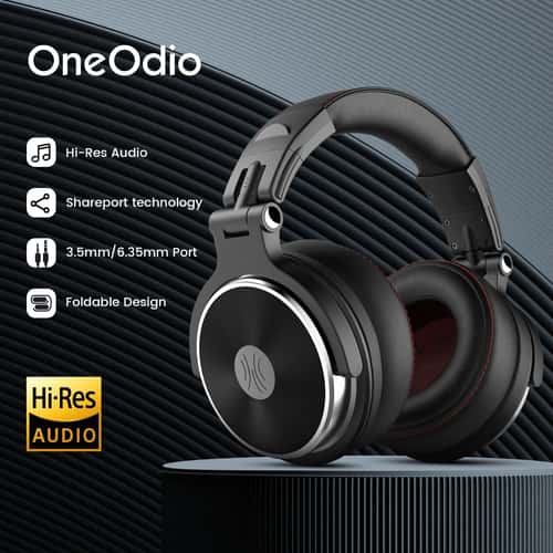 OneOdio Pro Studio Wired DJ Headphones – Professional Wired DJ Headphones with Mic & Dual-Duty Cable