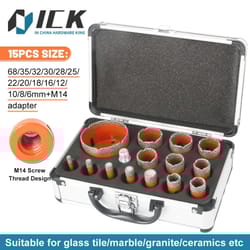 premium m14 dry diamond core drill bit set – 15-piece professional hole saw kit