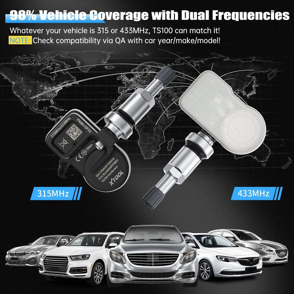 XTOOL DualFrequency Programmable TPMS Sensor Tool 315MHz433MHz Vehicle Tire Pressure Monitor 4