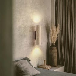 natural elegance travertine & wood led wall lamp – nordic modern led wall light travertine wall sconce bedside wall lamp