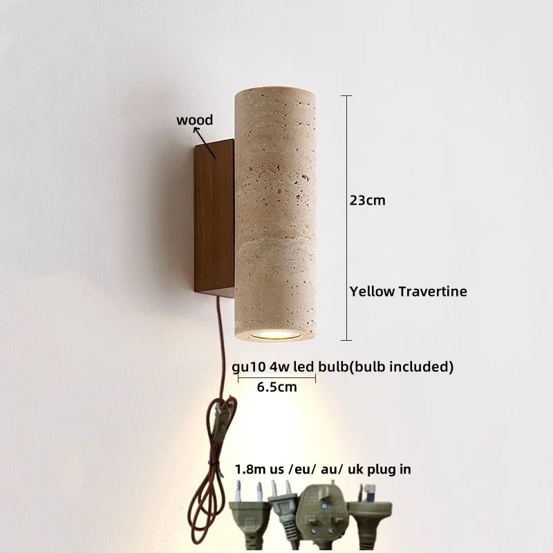 Natural Elegance Travertine Wood LED Wall Lamp Nordic Modern LED Wall Light Travertine Wall Sconc 6