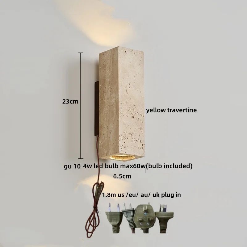 Natural Elegance Travertine Wood LED Wall Lamp Nordic Modern LED Wall Light Travertine Wall Sconc 10
