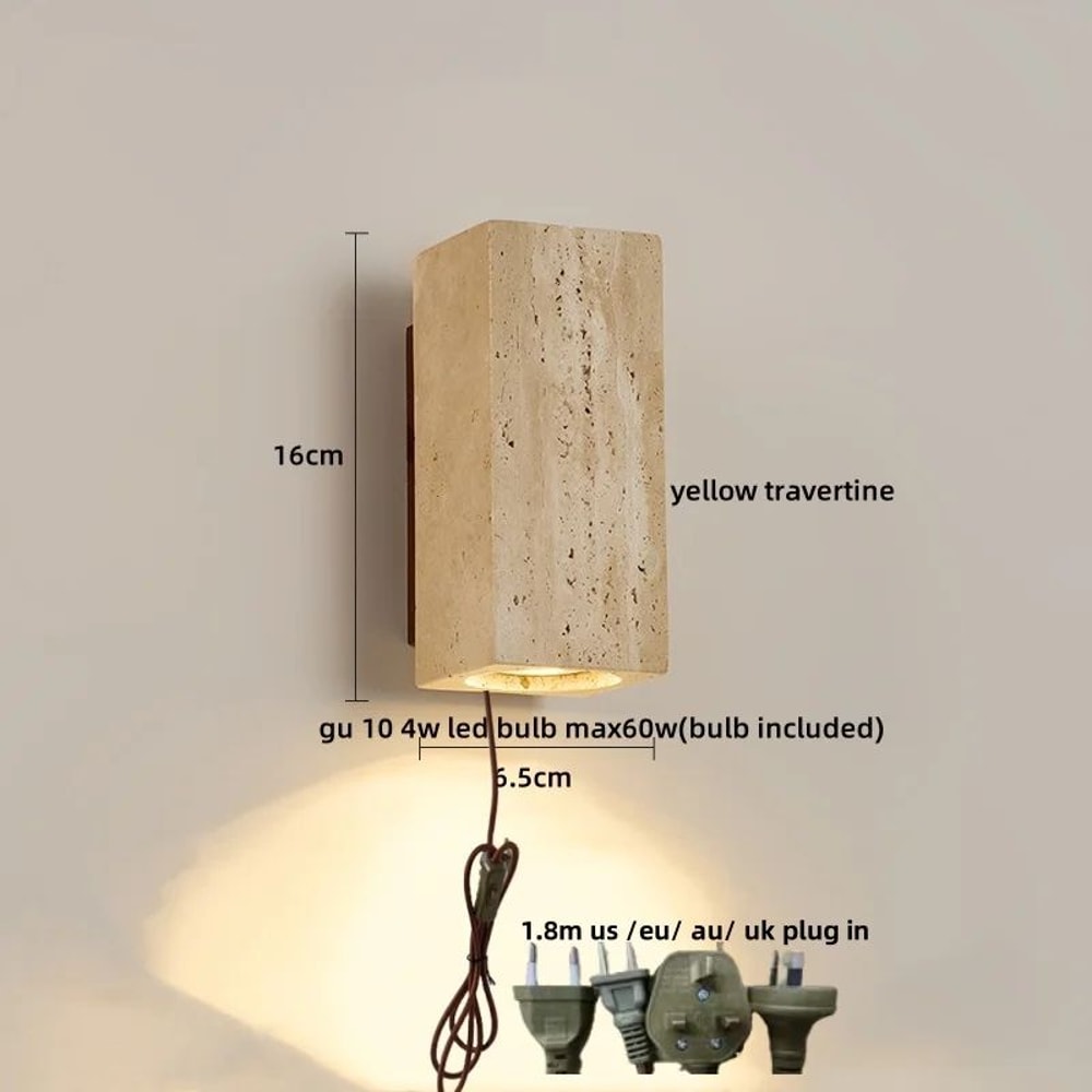 Natural Elegance Travertine Wood LED Wall Lamp Nordic Modern LED Wall Light Travertine Wall Sconc 12