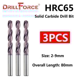 drillforce solid carbide drill bits set for stainless steel & hard alloy (2–5.9mm, 3-piece)