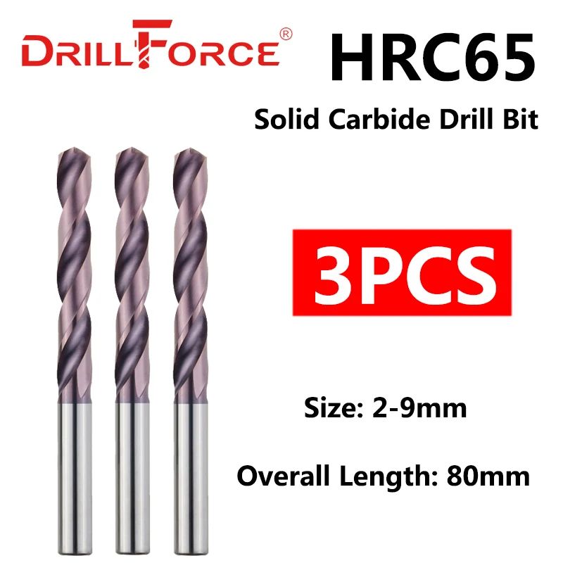 Drillforce Solid Carbide Drill Bits Set For Stainless Steel Hard Alloy 29mm 3Piece 0