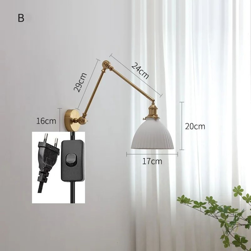 IWHD Nordic Ceramic LED Wall Lamp Modern Pull Chain LED Wall Sconce 4W Max 100W For Bedroom Bathr 3