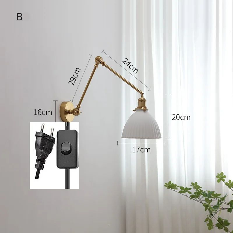 IWHD Nordic Ceramic LED Wall Lamp Modern Pull Chain LED Wall Sconce 4W Max 100W For Bedroom Bathr 3