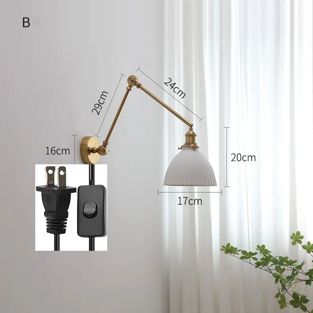 IWHD Nordic Ceramic LED Wall Lamp Modern Pull Chain LED Wall Sconce 4W Max 100W For Bedroom Bathr 4