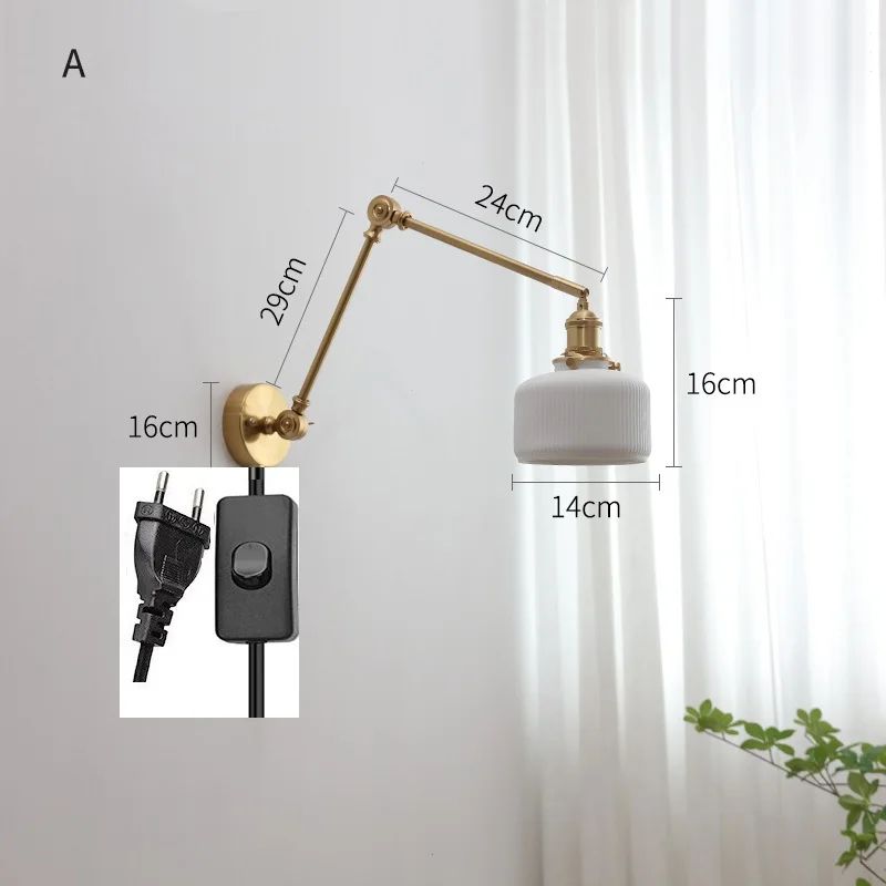 IWHD Nordic Ceramic LED Wall Lamp Modern Pull Chain LED Wall Sconce 4W Max 100W For Bedroom Bathr 7