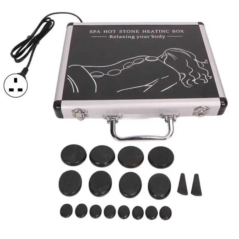 Premium Hot Stone Massage Kit Waterless Heating Spa Stones Set For Deep Relaxation Pain Relief 11