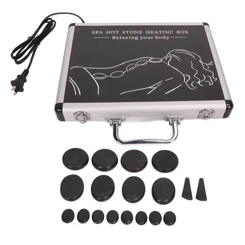 Premium Hot Stone Massage Kit Waterless Heating Spa Stones Set For Deep Relaxation Pain Relief 13