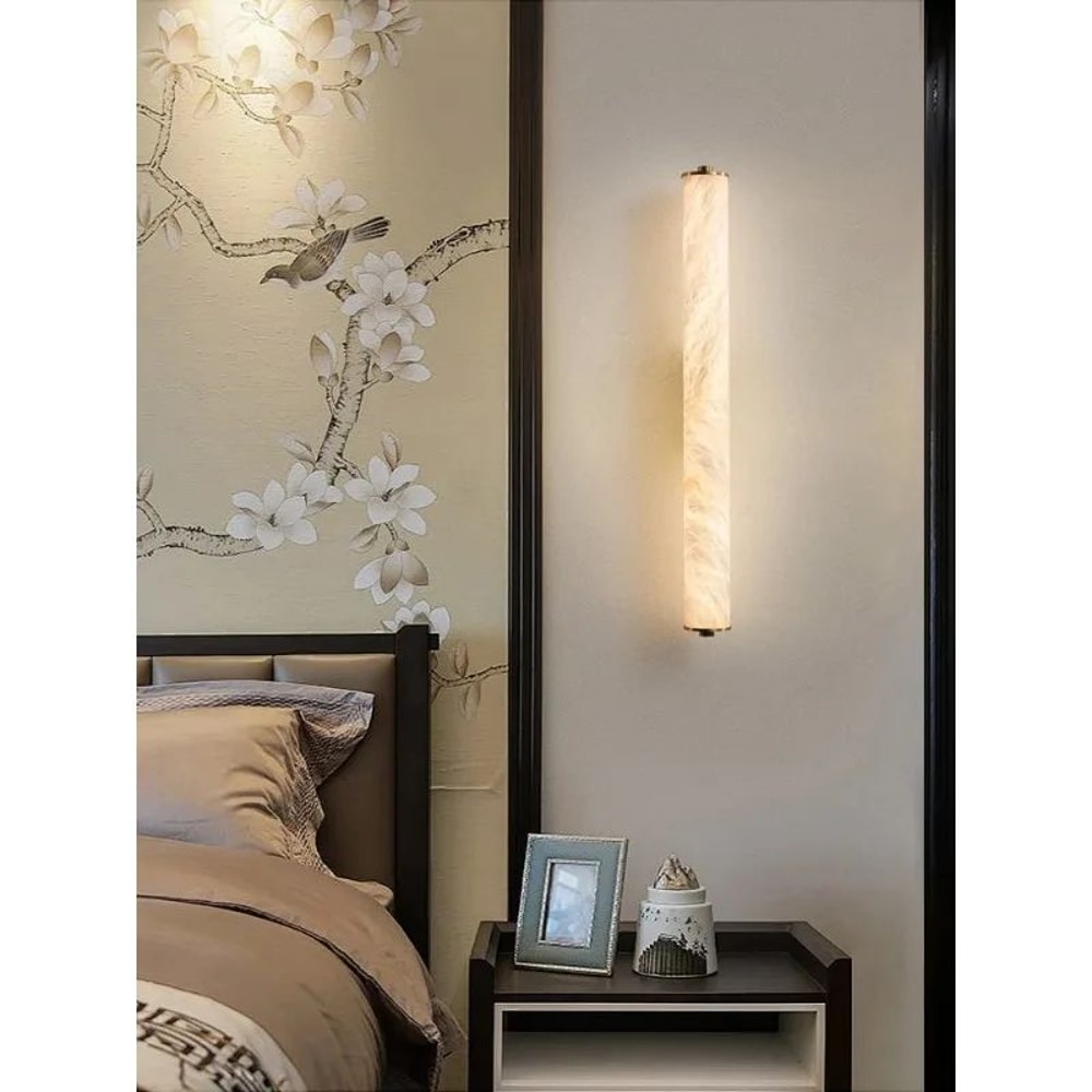 Luxury Spanish Marble LED Wall Sconce Full Copper Modern Snowflake Design 4
