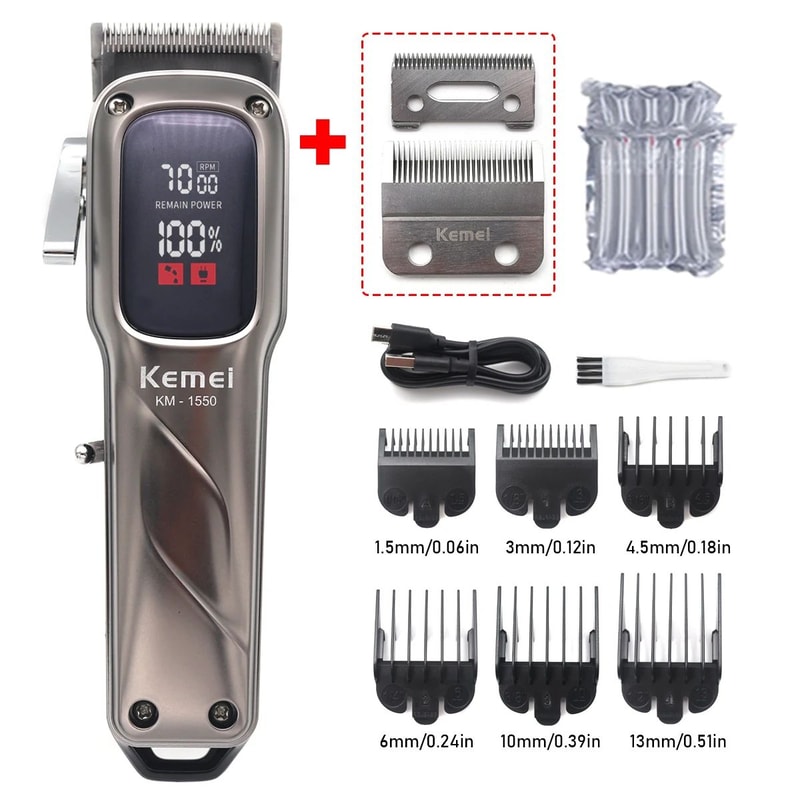 Professional Cordless Hair Clipper USB Rechargeable Trimmer With LED Display SalonGrade Precision 8