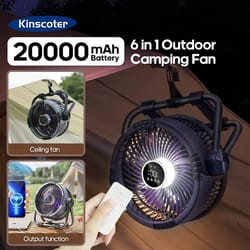 ultracool 6-in-1 portable camping fan – rechargeable outdoor air circulator with led light & power bank