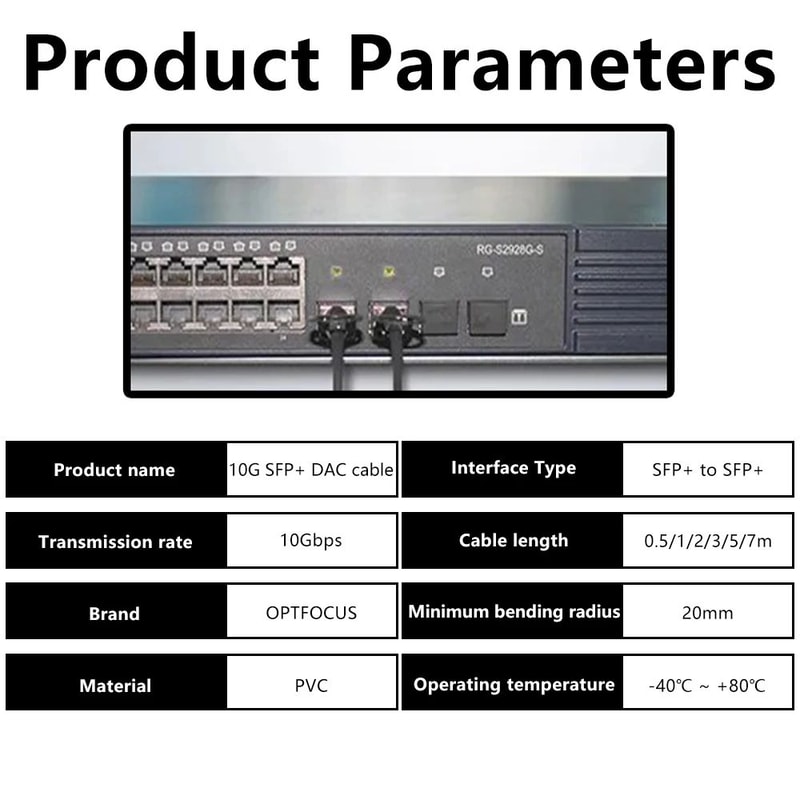 OPTFOCUS Premium 10G SFP DAC Cable HighSpeed 10 Gbps Twinax Network Cable 1 M 3 M 5 M 2