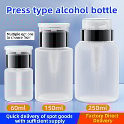 premium clear refillable press pump bottle – leak-proof 60/150/250 ml empty alcohol bottles dispenser for liquids & clea