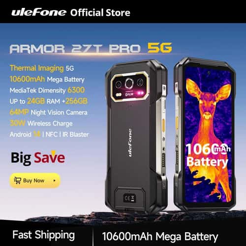Ulefone Armor 27T Pro 5G Long-Life Rugged Smartphone with Thermal & Night Vision